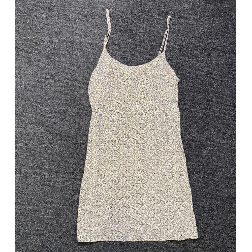 John Galt Mini Dress Cream Blue Floral Womens One Size Spaghetti Straps Spring